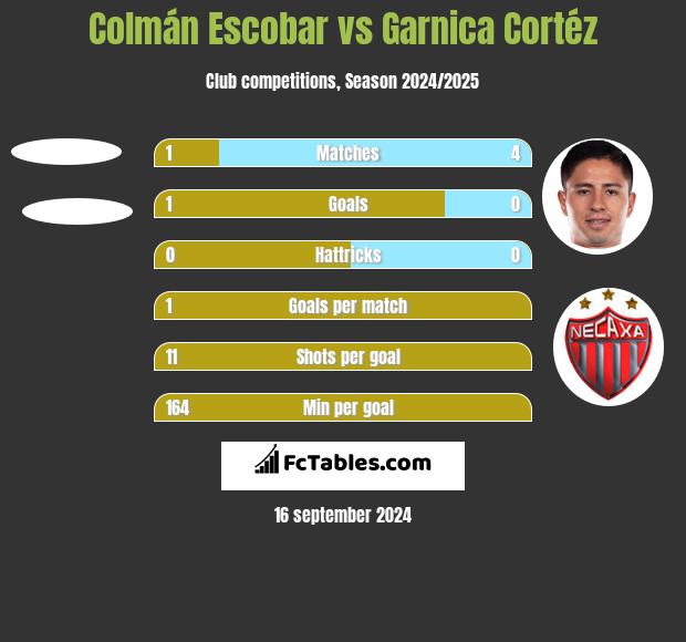 Colmán Escobar vs Garnica Cortéz h2h player stats