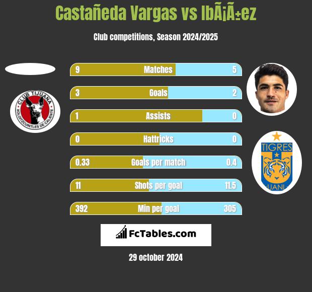 Castañeda Vargas vs IbÃ¡Ã±ez h2h player stats