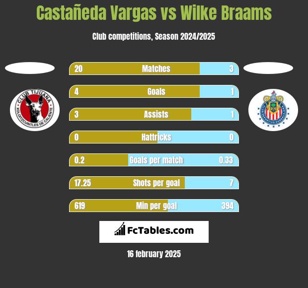 Castañeda Vargas vs Wilke Braams h2h player stats