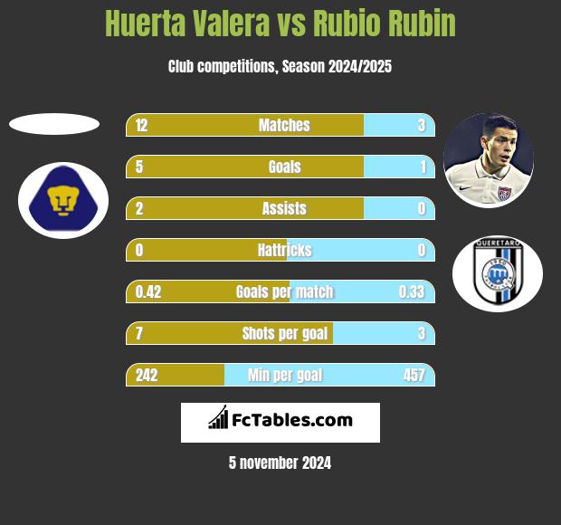 Huerta Valera vs Rubio Rubin h2h player stats