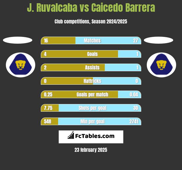 J. Ruvalcaba vs Caicedo Barrera h2h player stats