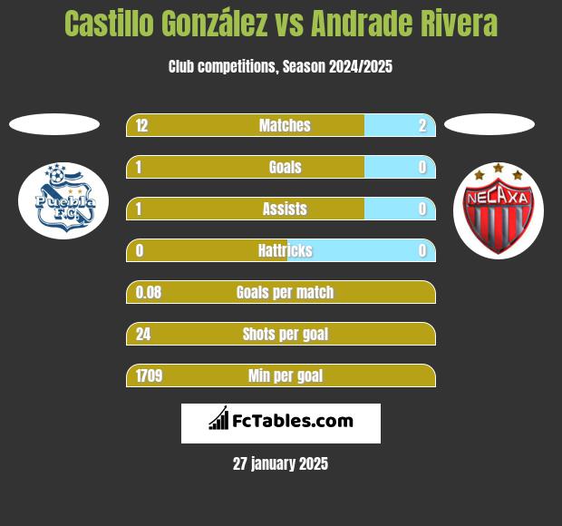 Castillo González vs Andrade Rivera h2h player stats