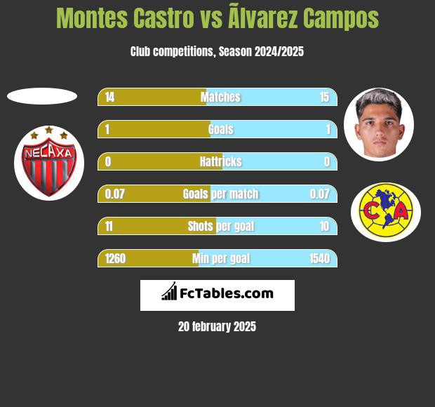 Montes Castro vs Ãlvarez Campos h2h player stats