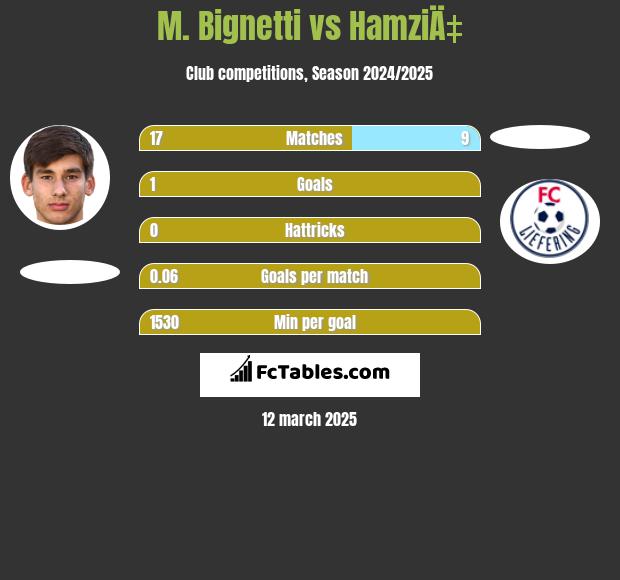 M. Bignetti vs HamziÄ‡ h2h player stats