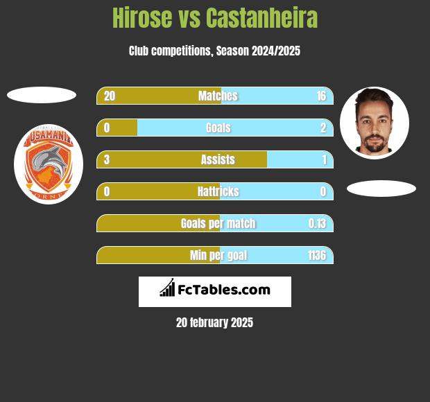 Hirose vs Castanheira h2h player stats