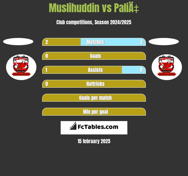 Muslihuddin vs PaliÄ‡ h2h player stats