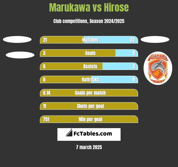 Marukawa vs Hirose h2h player stats