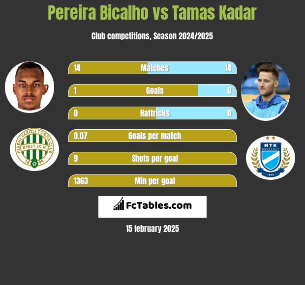 Pereira Bicalho vs Tamas Kadar h2h player stats