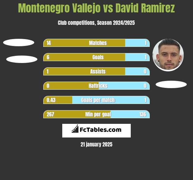 Montenegro Vallejo vs David Ramirez h2h player stats