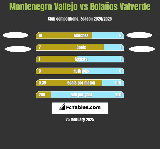 Montenegro Vallejo vs Bolaños Valverde h2h player stats