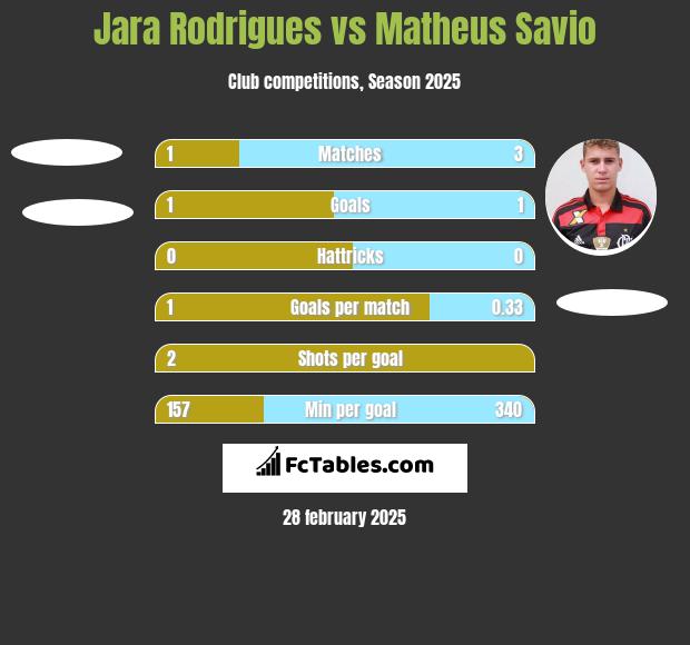 Jara Rodrigues vs Matheus Savio h2h player stats