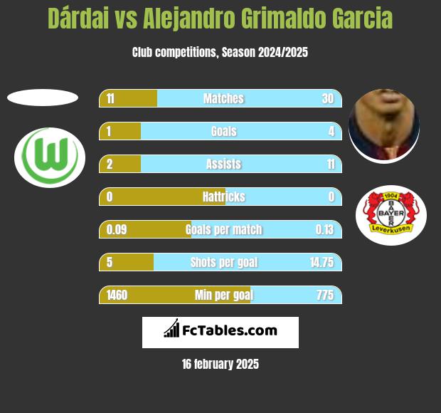 Dárdai vs Alejandro Grimaldo Garcia h2h player stats