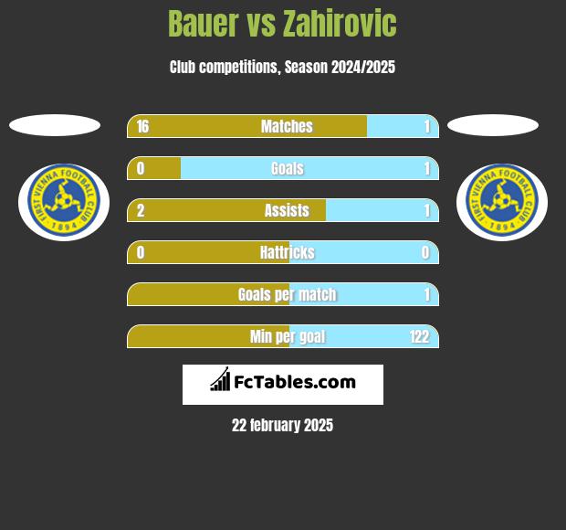 Bauer vs Zahirovic h2h player stats