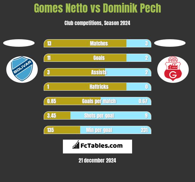 Gomes Netto vs Dominik Pech h2h player stats