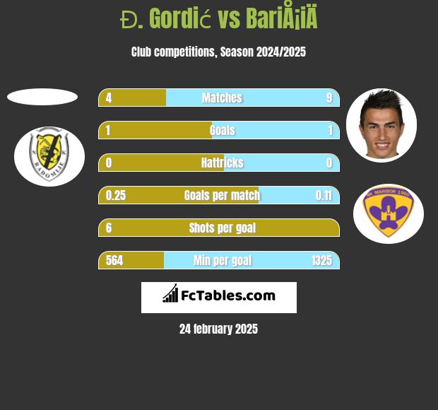 Đ. Gordić vs BariÅ¡iÄ h2h player stats