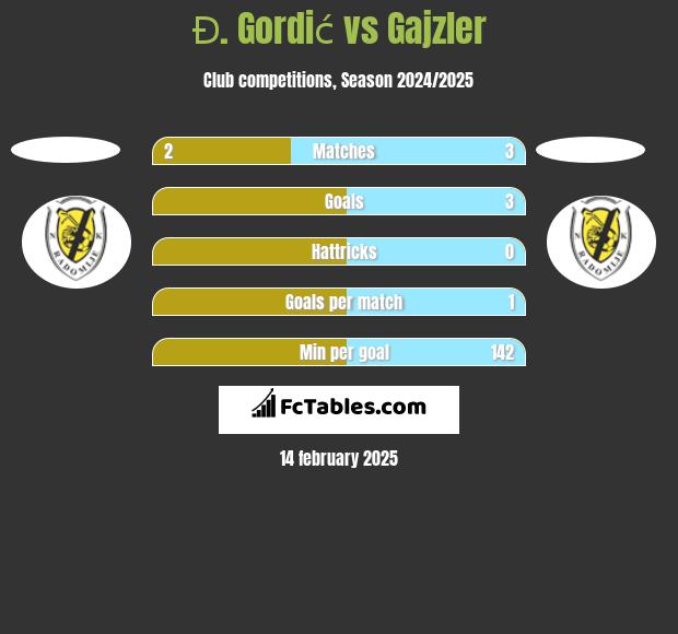 Đ. Gordić vs Gajzler h2h player stats