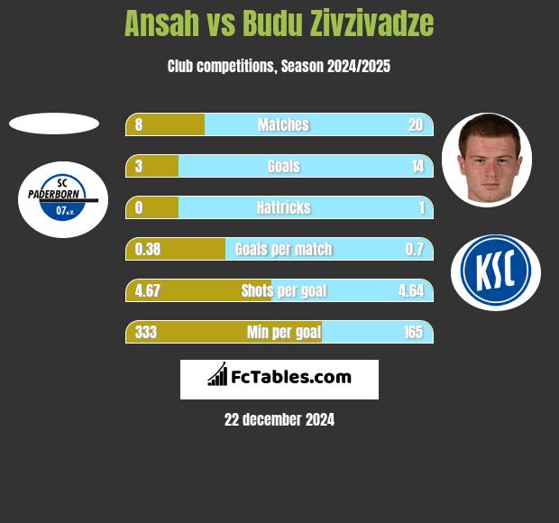 Ansah vs Budu Zivzivadze h2h player stats