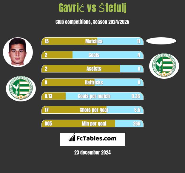 Gavrić vs Štefulj h2h player stats