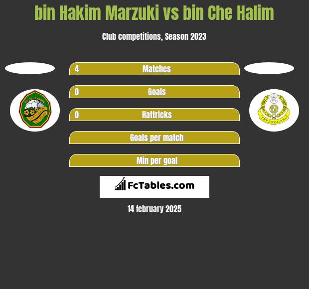 bin Hakim Marzuki vs bin Che Halim h2h player stats