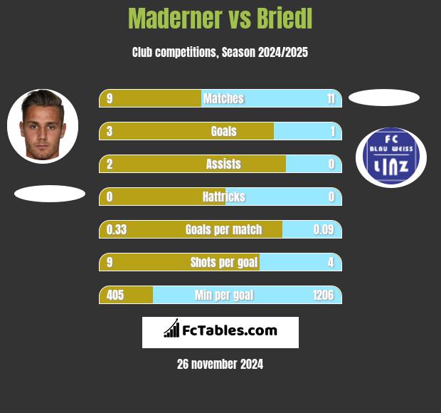 Maderner vs Briedl h2h player stats