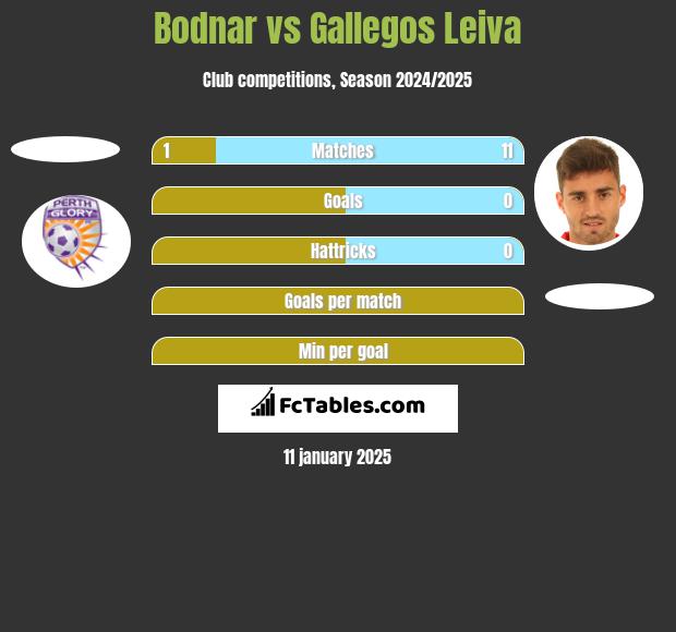 Bodnar vs Gallegos Leiva h2h player stats