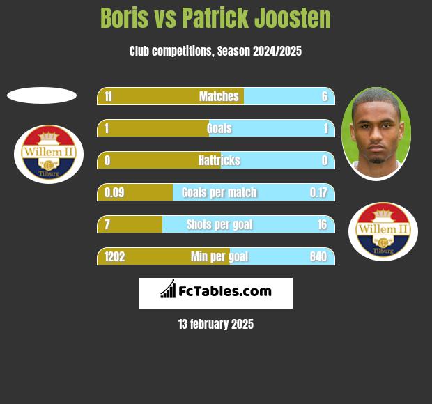 Boris vs Patrick Joosten h2h player stats