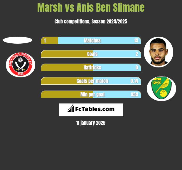 Marsh vs Anis Ben Slimane h2h player stats