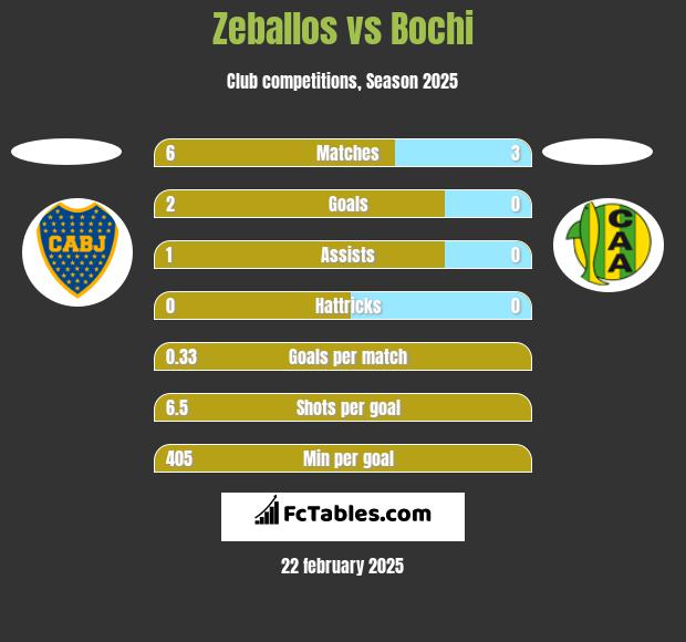 Zeballos vs Bochi h2h player stats