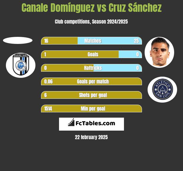 Canale Domínguez vs Cruz Sánchez h2h player stats