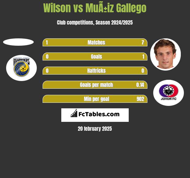 Wilson vs MuÃ±iz Gallego h2h player stats