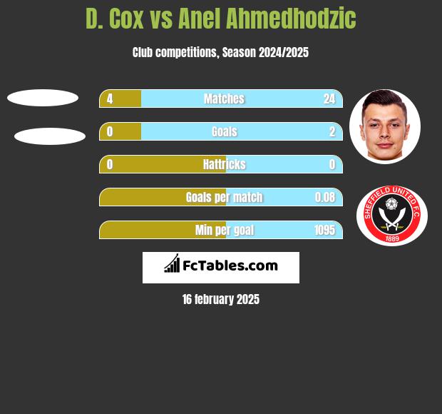 D. Cox vs Anel Ahmedhodzic h2h player stats