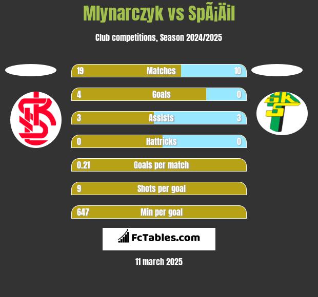 Mlynarczyk vs SpÃ¡Äil h2h player stats