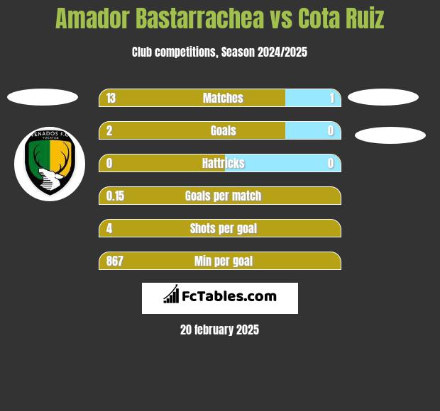 Amador Bastarrachea vs Cota Ruiz h2h player stats