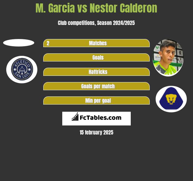 M. Garcia vs Nestor Calderon h2h player stats