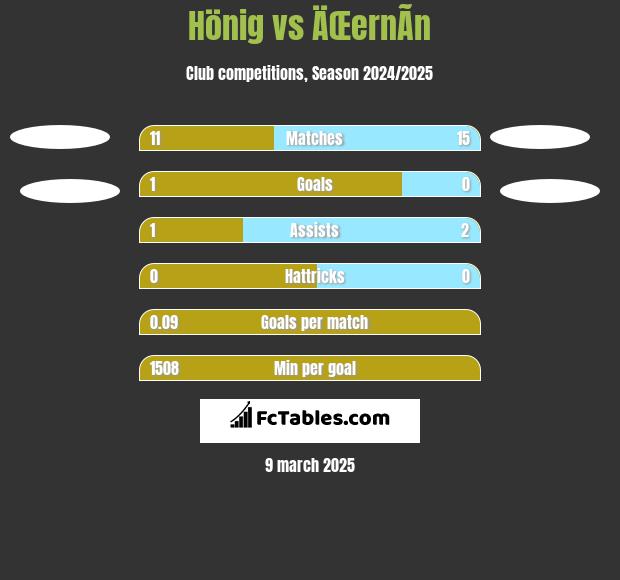 Hönig vs ÄŒernÃ­n h2h player stats