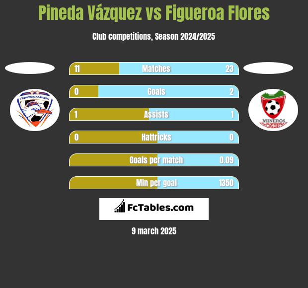 Pineda Vázquez vs Figueroa Flores h2h player stats