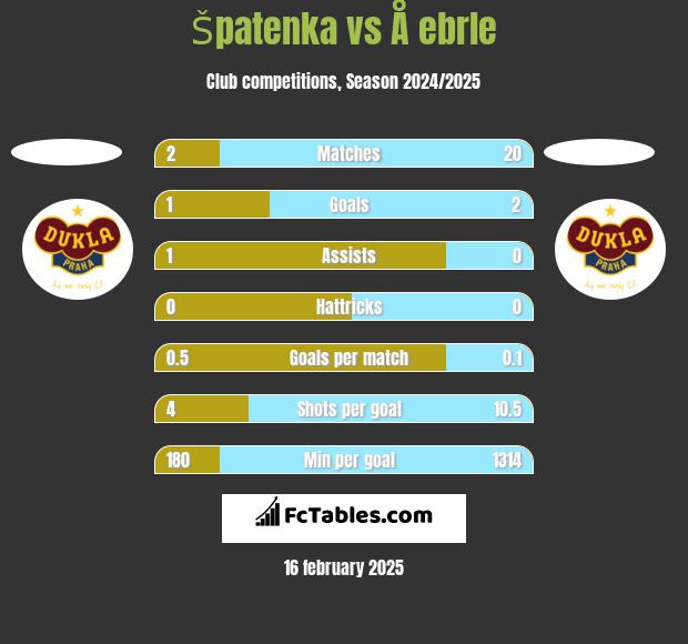 Špatenka vs Å ebrle h2h player stats