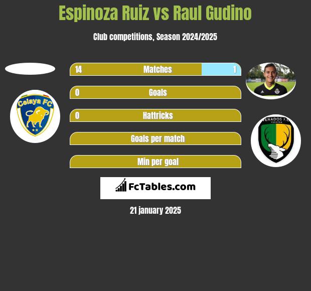 Espinoza Ruiz vs Raul Gudino h2h player stats