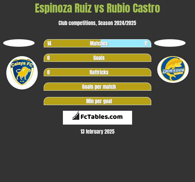 Espinoza Ruiz vs Rubio Castro h2h player stats