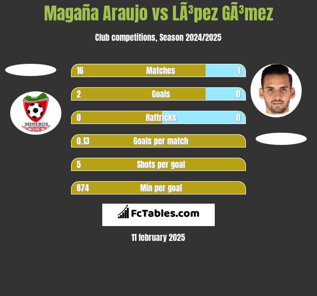 Magaña Araujo vs LÃ³pez GÃ³mez h2h player stats