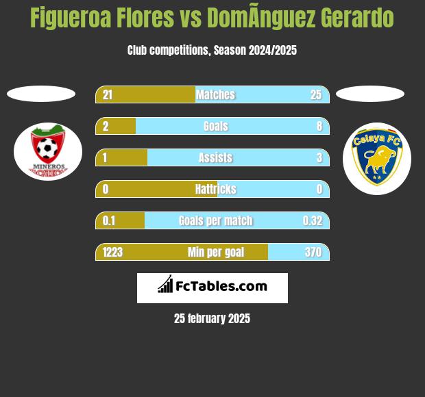 Figueroa Flores vs DomÃ­nguez Gerardo h2h player stats