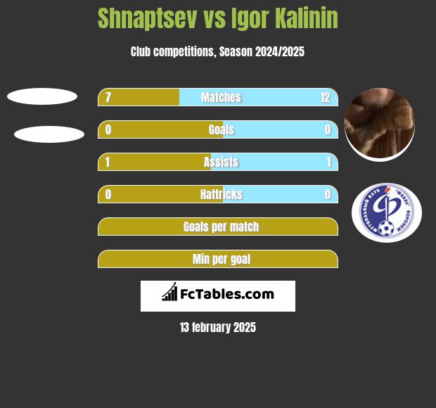 Shnaptsev vs Igor Kalinin h2h player stats