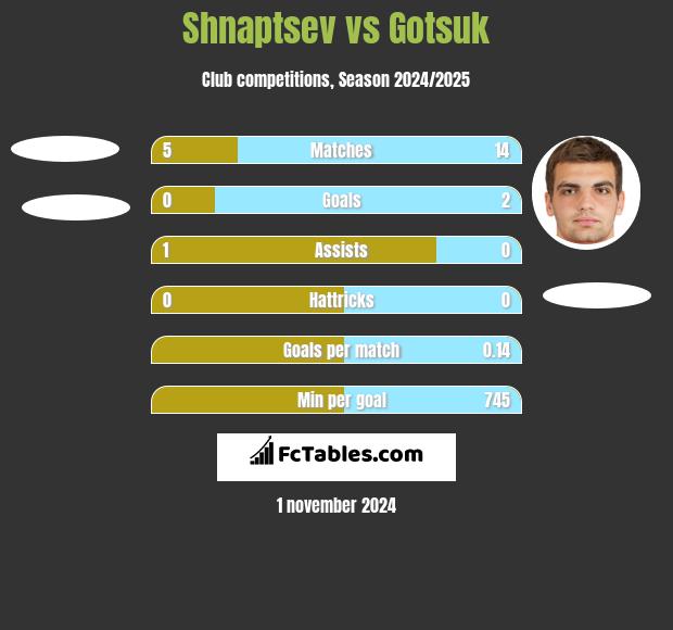 Shnaptsev vs Gotsuk h2h player stats