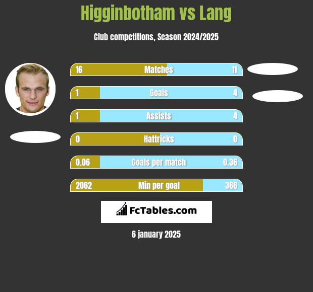 Higginbotham vs Lang h2h player stats