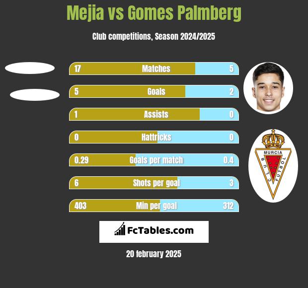 Mejia vs Gomes Palmberg h2h player stats