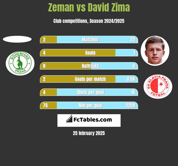 Zeman vs David Zima h2h player stats