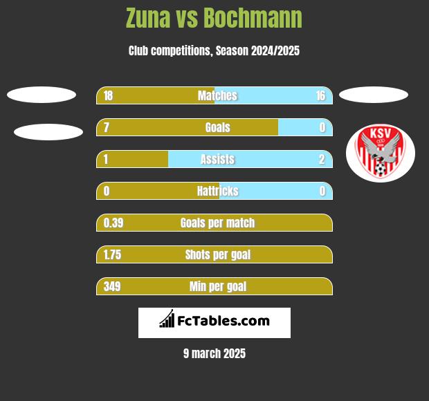 Zuna vs Bochmann h2h player stats