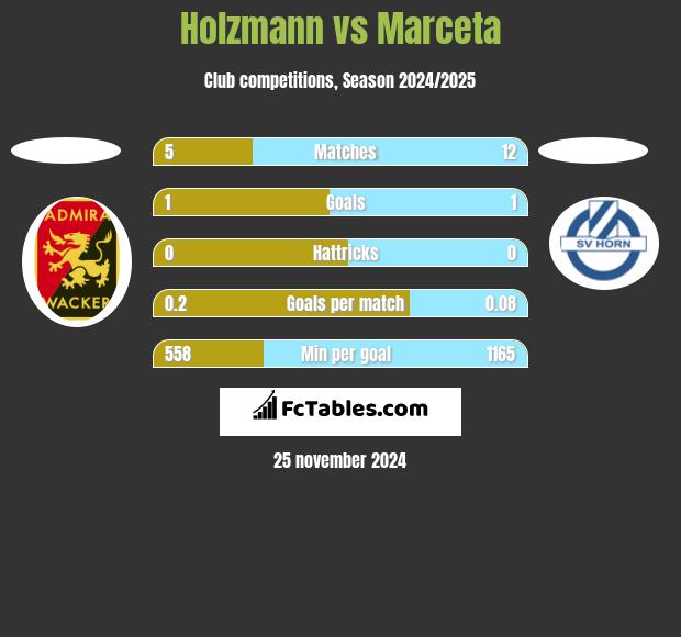 Holzmann vs Marceta h2h player stats