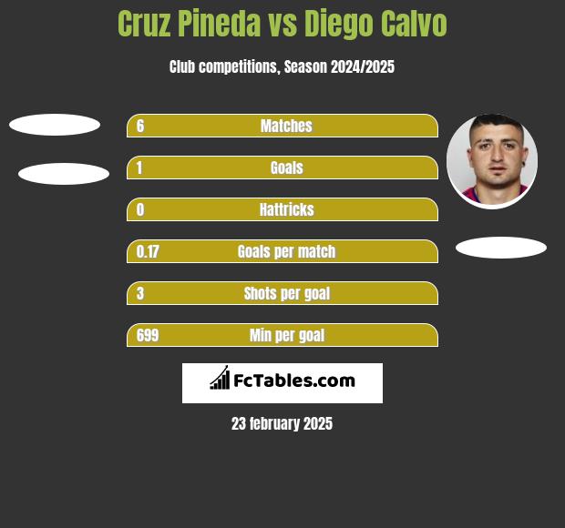 Cruz Pineda vs Diego Calvo h2h player stats