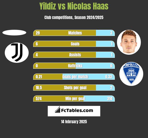 Yildiz vs Nicolas Haas h2h player stats